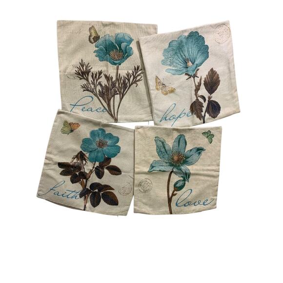 Set of 4 Throw Pillow Covers Zip 17 Inch Square Natural Look Soft - Picture 1 of 8